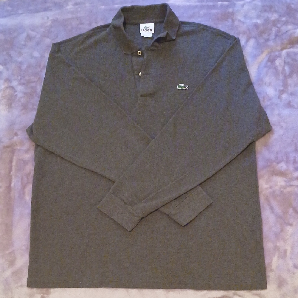 Lacoste Long Sleeve Gray Polo Men's Size 7
